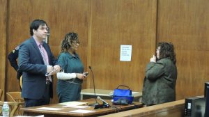 Defense attorney Ron Bar-Nadav of Hackensack, defendant Jamilet Huertas, interpreter Joan Acevedo