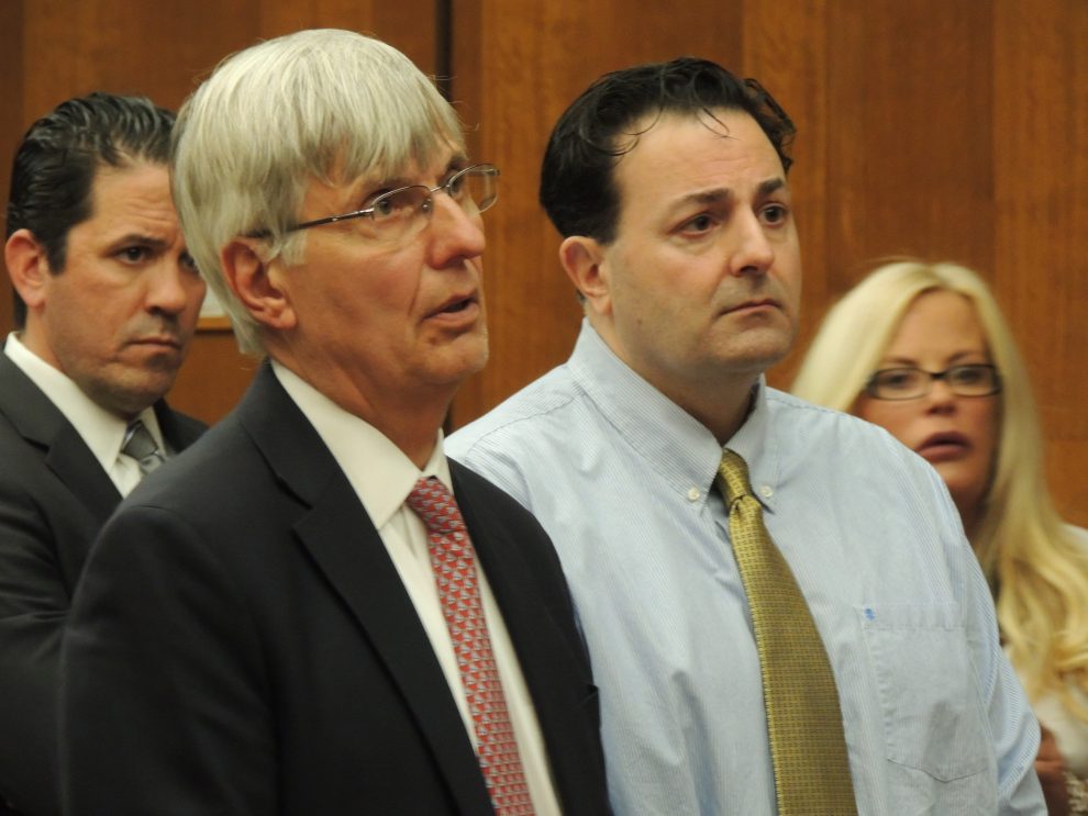 Defense attorneys Michael Orozco and Michael DeBliss, defendants Darius Ghahary and Carey Kennedy