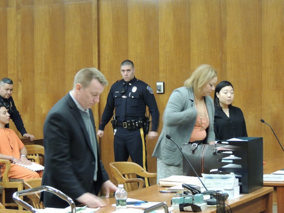 Prosecutor Martin Delaney, attorney Wanda Akin of Newark, defendant Christine Ko