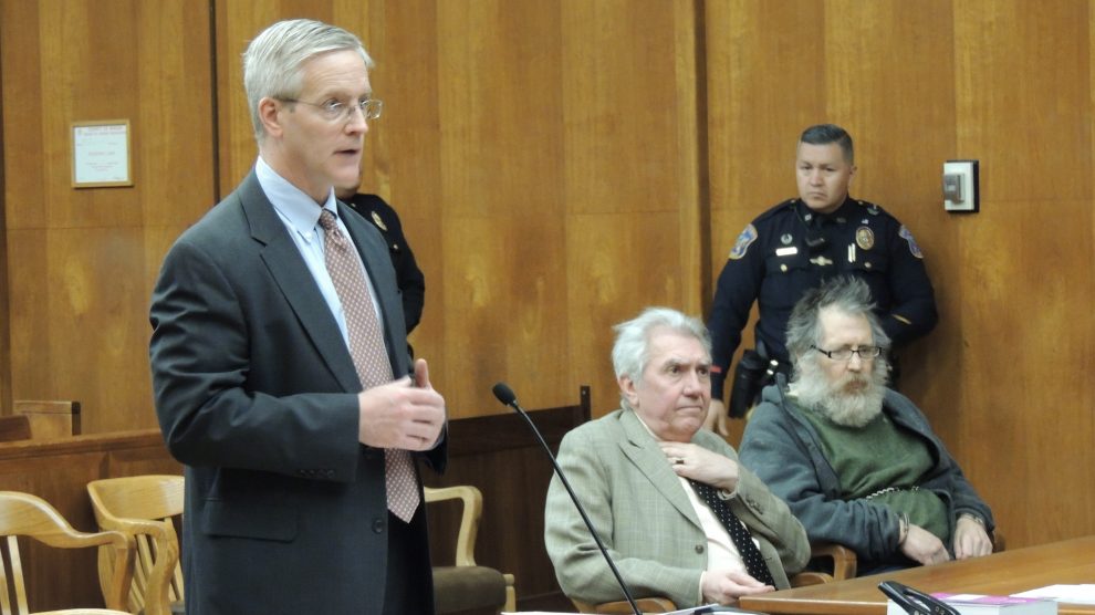 Prosecutor Thomas Kearney, attorney Robert N. Kalisch Jr., defendant Stephen Baldino